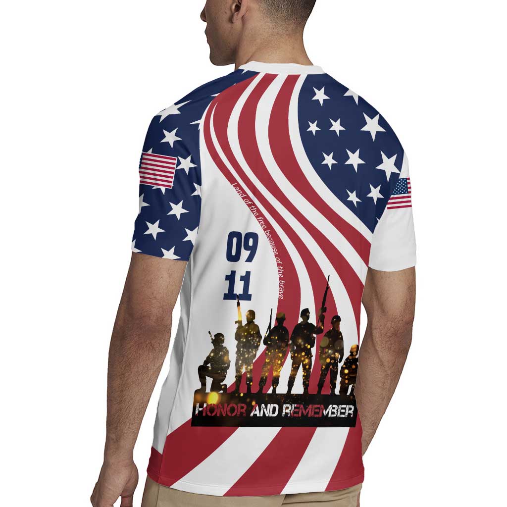911 Memorial Rugby Jersey Patriot Day American Flag and Soldier Silhouette Honor and Remember - Wonder Print Shop