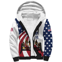 911 Memorial Sherpa Hoodie Patriot Day American Flag and Soldier Silhouette Honor and Remember - Wonder Print Shop
