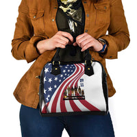 911 Memorial Shoulder Handbag Patriot Day American Flag and Soldier Silhouette Honor and Remember - Wonder Print Shop
