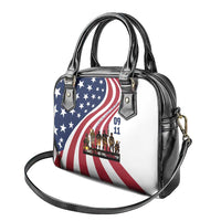 911 Memorial Shoulder Handbag Patriot Day American Flag and Soldier Silhouette Honor and Remember - Wonder Print Shop