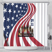 911 Memorial Shower Curtain Patriot Day American Flag and Soldier Silhouette Honor and Remember - Wonder Print Shop