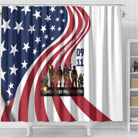 911 Memorial Shower Curtain Patriot Day American Flag and Soldier Silhouette Honor and Remember - Wonder Print Shop