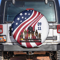 911 Memorial Spare Tire Cover Patriot Day American Flag and Soldier Silhouette Honor and Remember - Wonder Print Shop