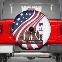 911 Memorial Spare Tire Cover Patriot Day American Flag and Soldier Silhouette Honor and Remember - Wonder Print Shop