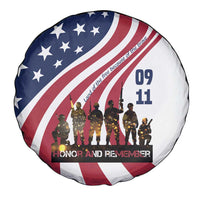911 Memorial Spare Tire Cover Patriot Day American Flag and Soldier Silhouette Honor and Remember - Wonder Print Shop