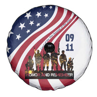911 Memorial Spare Tire Cover Patriot Day American Flag and Soldier Silhouette Honor and Remember - Wonder Print Shop