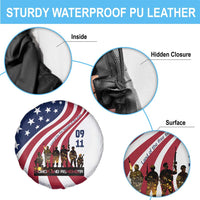 911 Memorial Spare Tire Cover Patriot Day American Flag and Soldier Silhouette Honor and Remember - Wonder Print Shop
