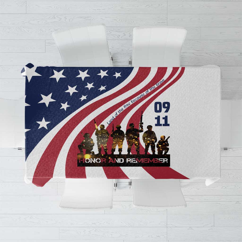 911 Memorial Tablecloth Patriot Day American Flag and Soldier Silhouette Honor and Remember - Wonder Print Shop