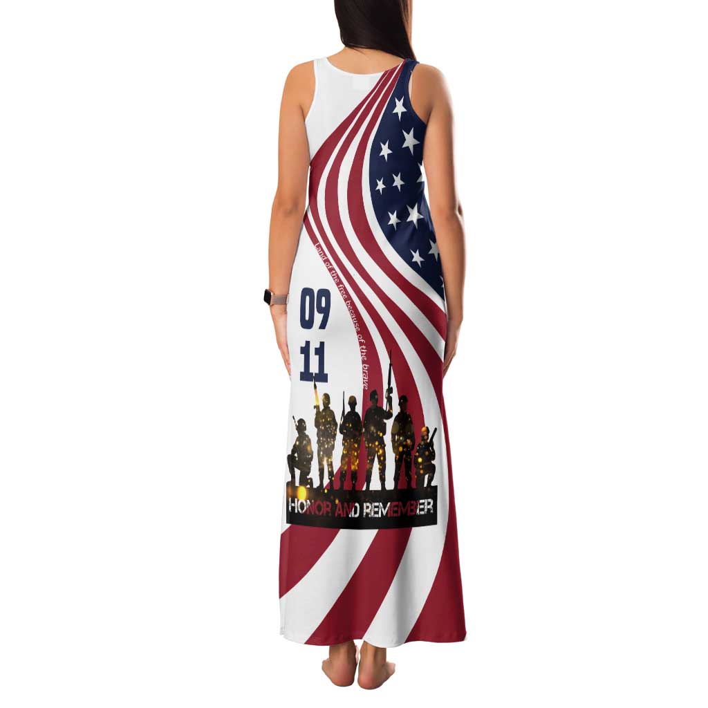 911 Memorial Tank Maxi Dress Patriot Day American Flag and Soldier Silhouette Honor and Remember - Wonder Print Shop