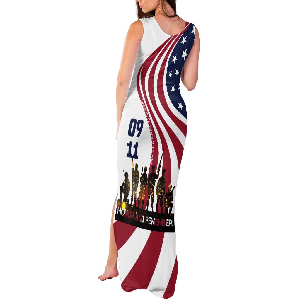911 Memorial Tank Maxi Dress Patriot Day American Flag and Soldier Silhouette Honor and Remember - Wonder Print Shop