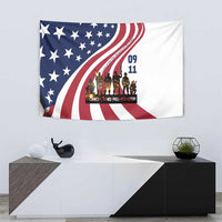 911 Memorial Tapestry Patriot Day American Flag and Soldier Silhouette Honor and Remember - Wonder Print Shop
