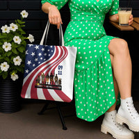 911 Memorial Tote Bag Patriot Day American Flag and Soldier Silhouette Honor and Remember - Wonder Print Shop
