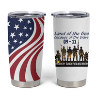 911 Memorial Tumbler Cup Patriot Day American Flag and Soldier Silhouette Honor and Remember - Wonder Print Shop