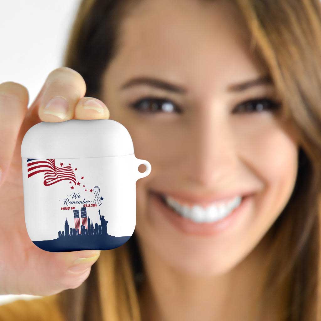 Patriot Day 911 Memorial AirPods Case American Flag and New York City Skyline Design - Wonder Print Shop