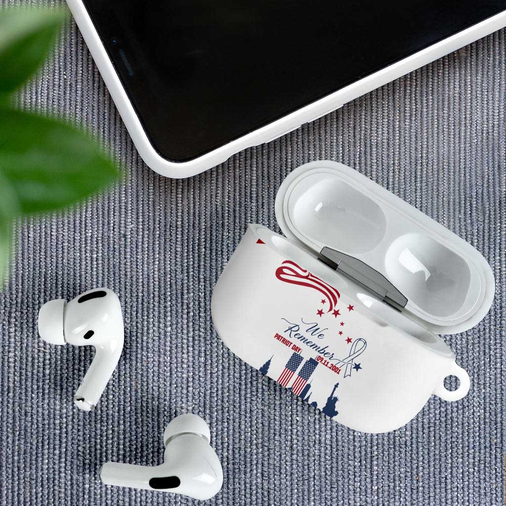 Patriot Day 911 Memorial AirPods Case American Flag and New York City Skyline Design - Wonder Print Shop