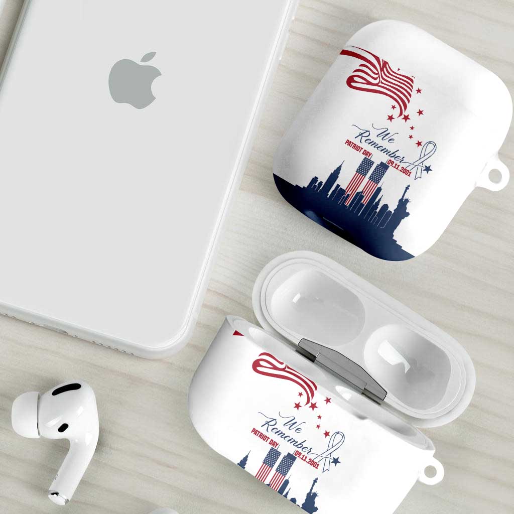 Patriot Day 911 Memorial AirPods Case American Flag and New York City Skyline Design - Wonder Print Shop