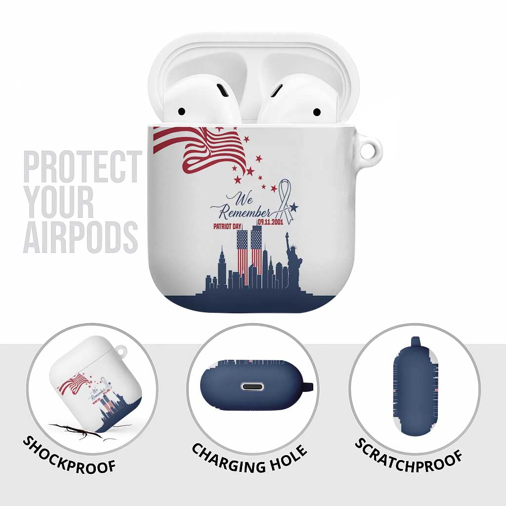 Patriot Day 911 Memorial AirPods Case American Flag and New York City Skyline Design - Wonder Print Shop