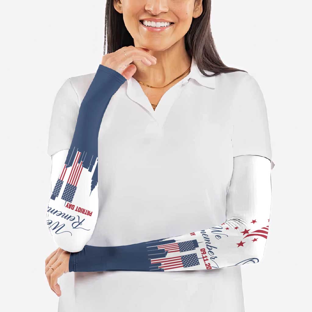 Patriot Day 911 Memorial Arm Sleeves American Flag and New York City Skyline Design - Wonder Print Shop