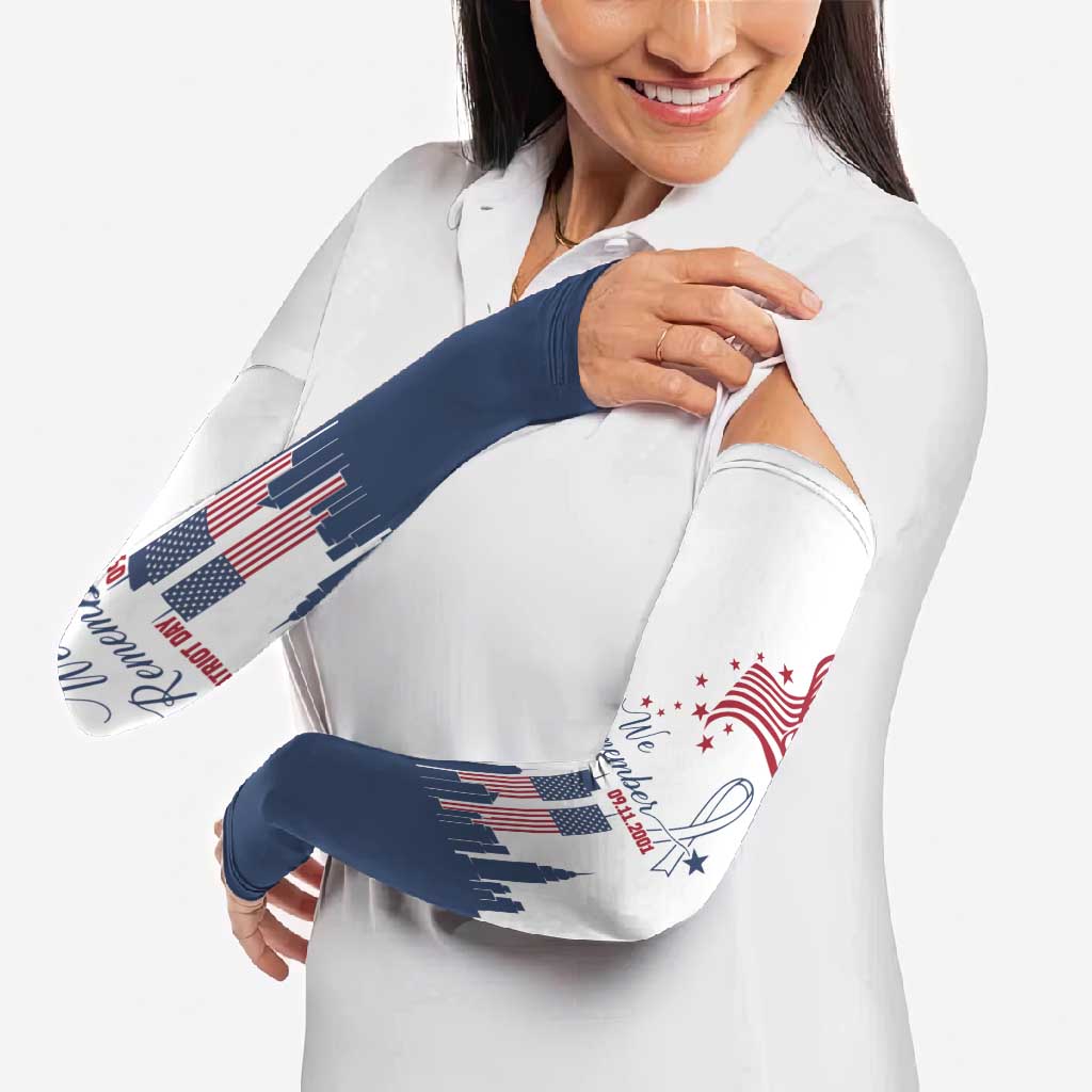 Patriot Day 911 Memorial Arm Sleeves American Flag and New York City Skyline Design - Wonder Print Shop