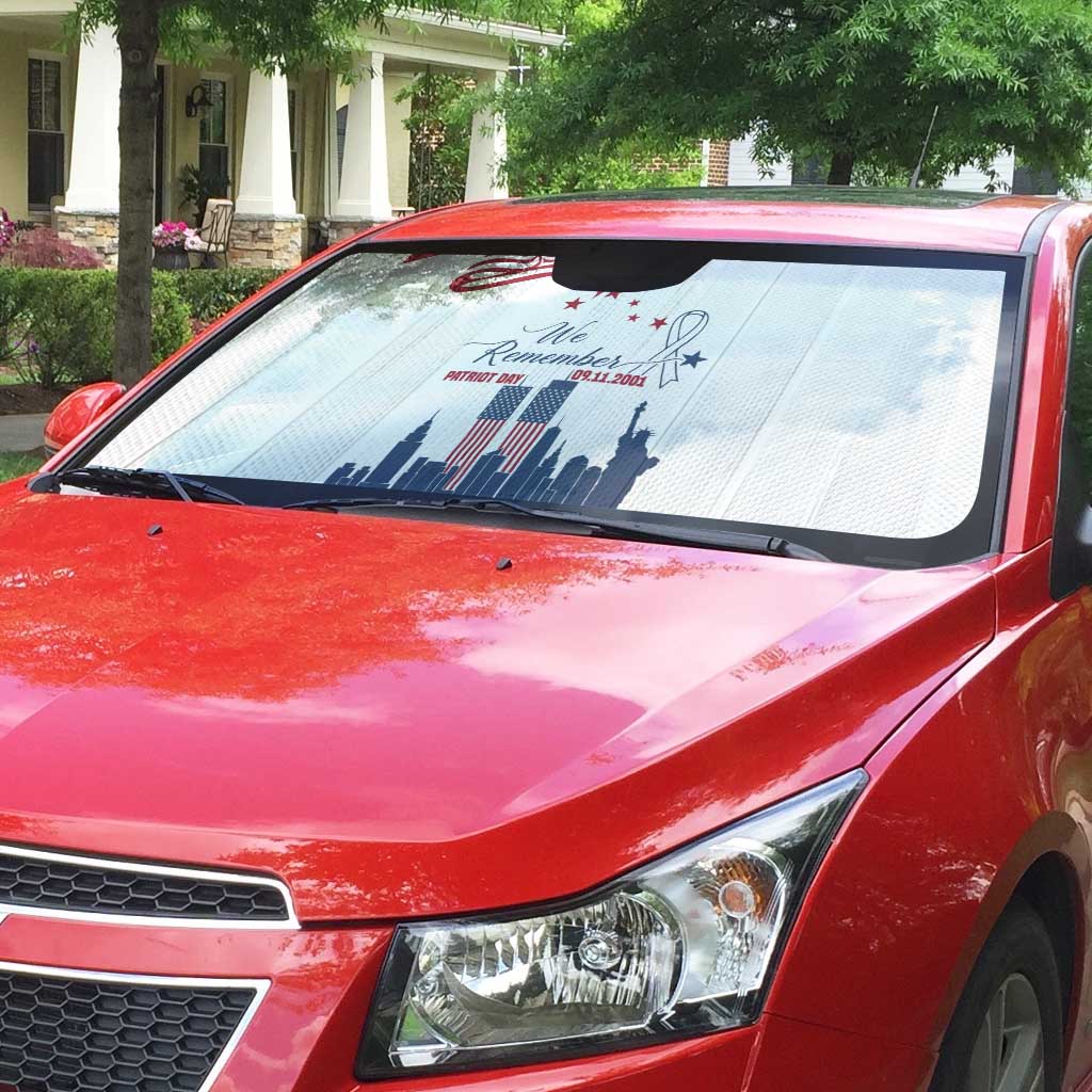 Patriot Day 911 Memorial Auto Sun Shade American Flag and New York City Skyline Design - Wonder Print Shop