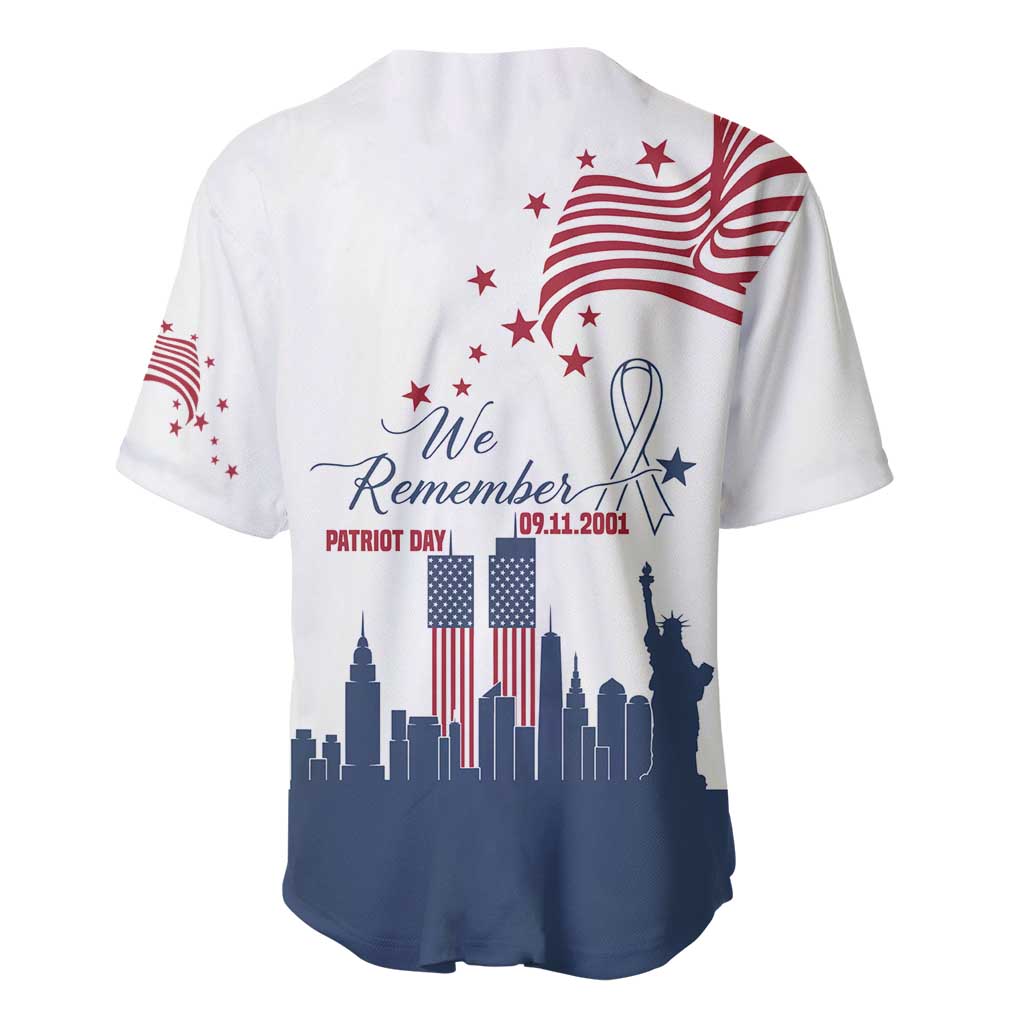 Patriot Day 911 Memorial Baseball Jersey American Flag and New York City Skyline Design - Wonder Print Shop