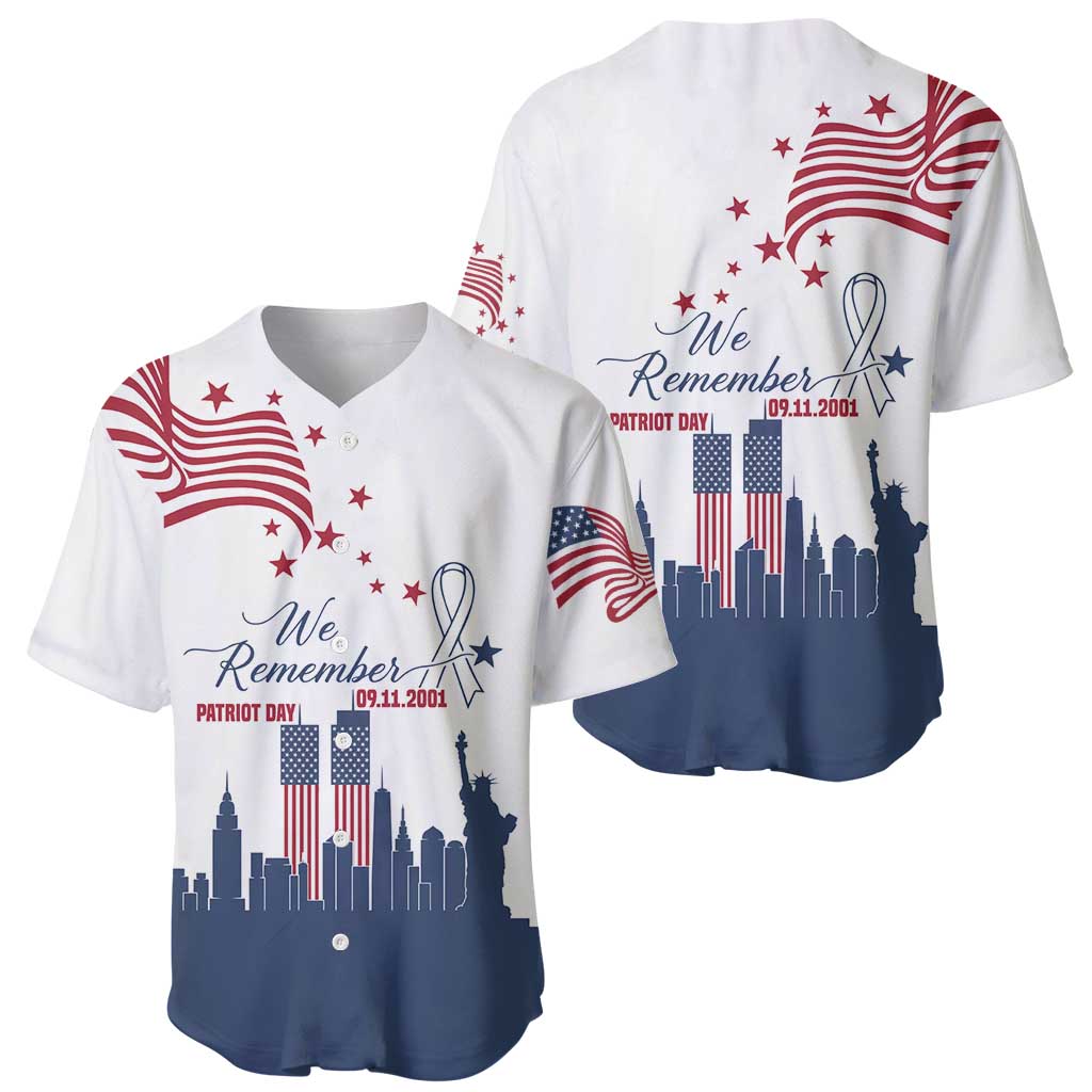 Patriot Day 911 Memorial Baseball Jersey American Flag and New York City Skyline Design - Wonder Print Shop