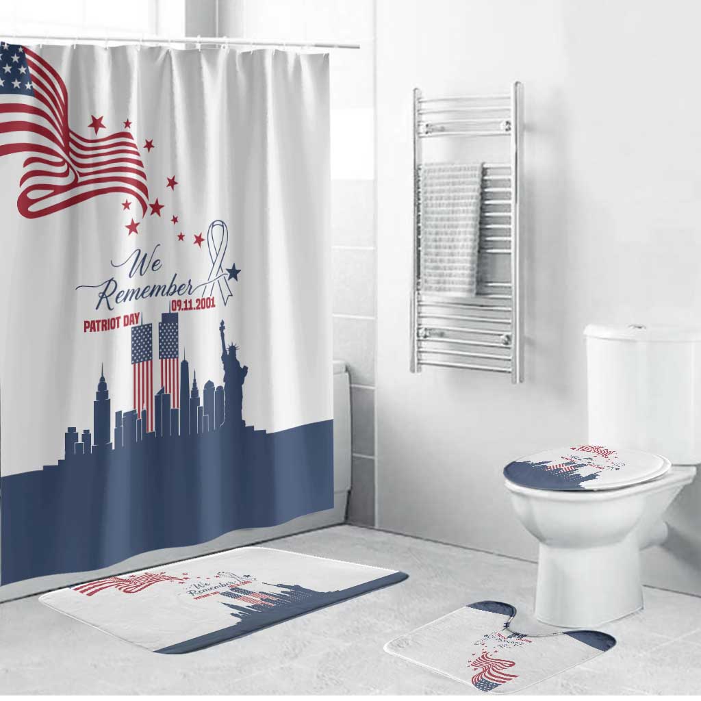 Patriot Day 911 Memorial Bathroom Set American Flag and New York City Skyline Design - Wonder Print Shop