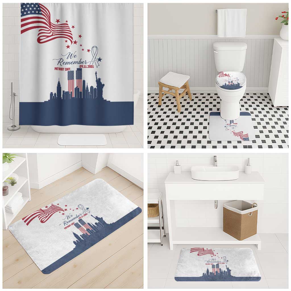 Patriot Day 911 Memorial Bathroom Set American Flag and New York City Skyline Design - Wonder Print Shop