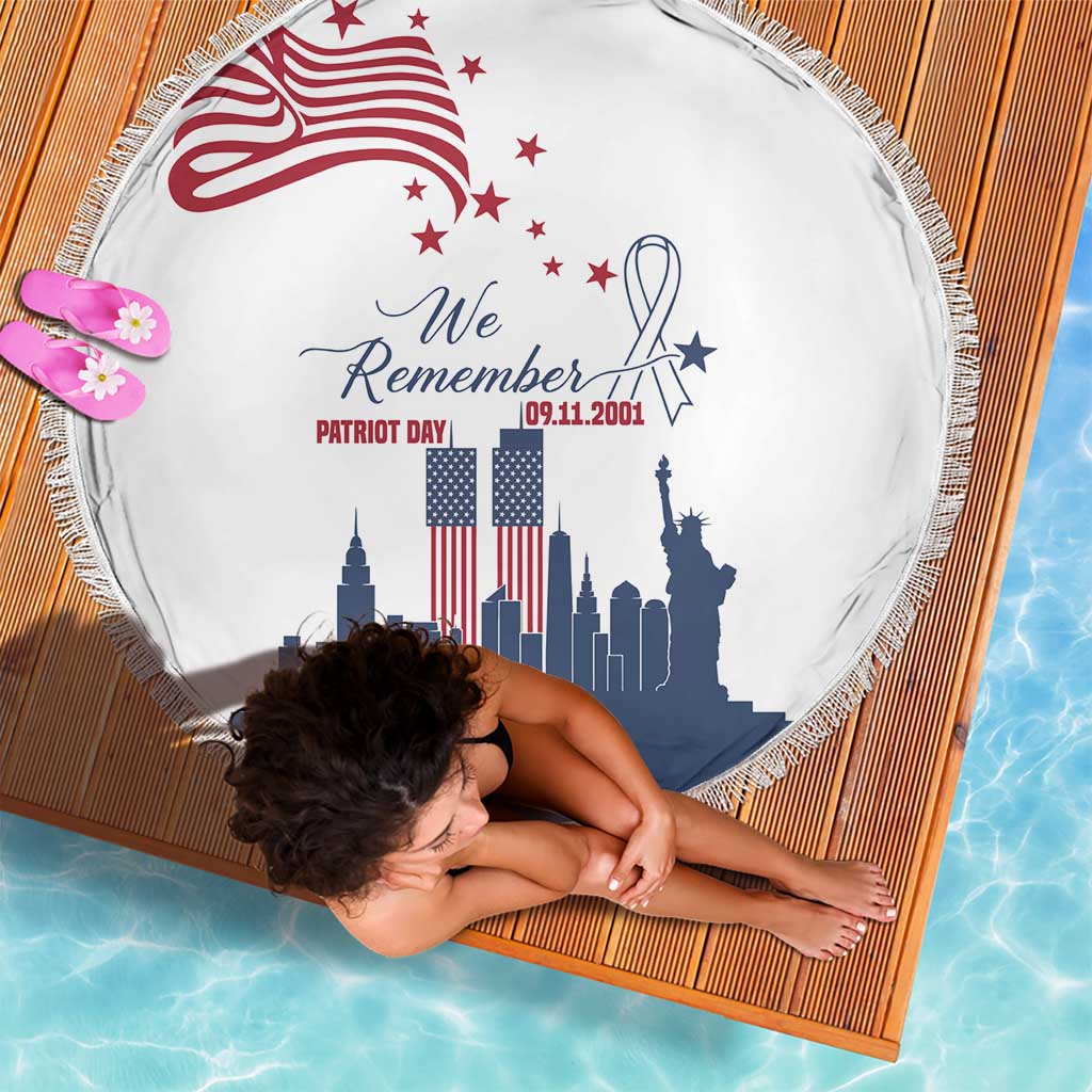 Patriot Day 911 Memorial Beach Blanket American Flag and New York City Skyline Design - Wonder Print Shop