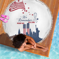 Patriot Day 911 Memorial Beach Blanket American Flag and New York City Skyline Design - Wonder Print Shop