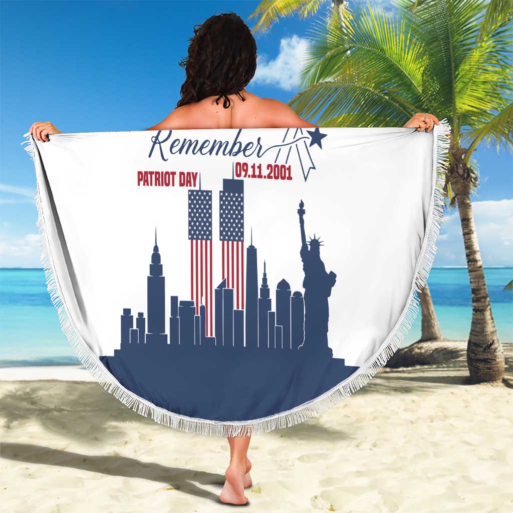 Patriot Day 911 Memorial Beach Blanket American Flag and New York City Skyline Design - Wonder Print Shop