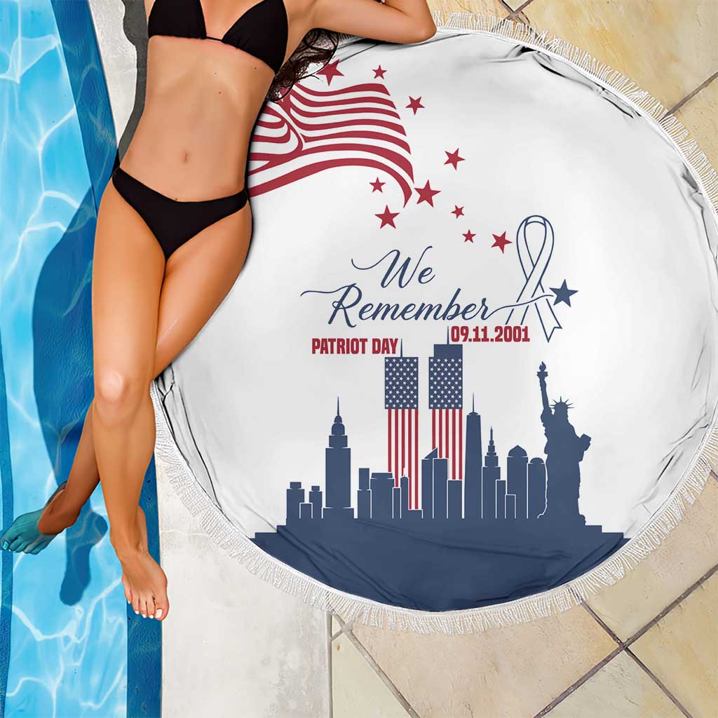Patriot Day 911 Memorial Beach Blanket American Flag and New York City Skyline Design - Wonder Print Shop