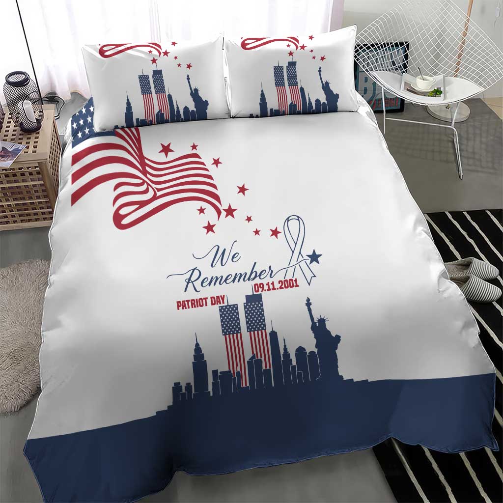 Patriot Day 911 Memorial Bedding Set American Flag and New York City Skyline Design - Wonder Print Shop