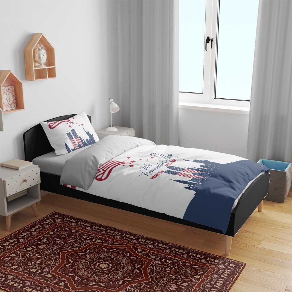 Patriot Day 911 Memorial Bedding Set American Flag and New York City Skyline Design - Wonder Print Shop