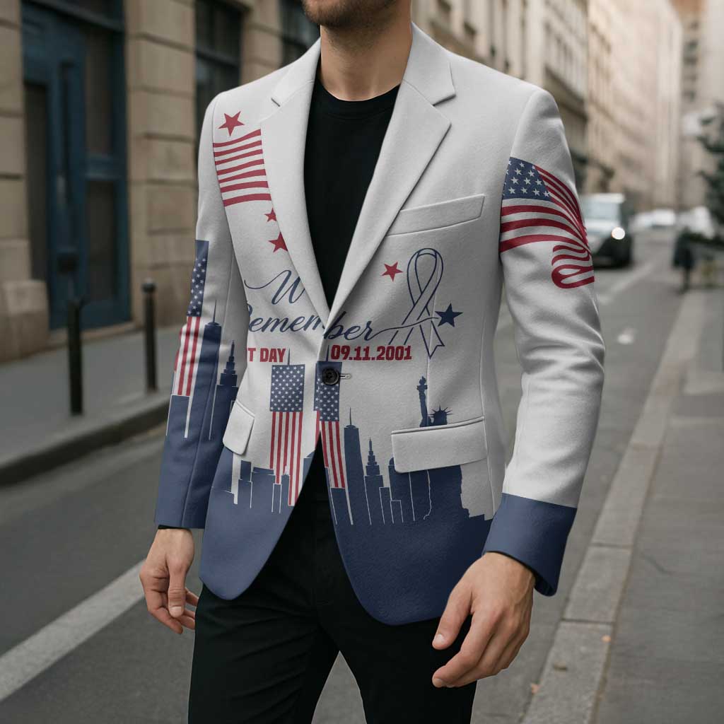 Patriot Day 911 Memorial Blazer American Flag and New York City Skyline Design - Wonder Print Shop