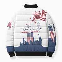 Patriot Day 911 Memorial Bomber Puffer Jacket American Flag and New York City Skyline Design - Wonder Print Shop