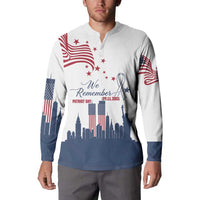 Patriot Day 911 Memorial Button Sweatshirt American Flag and New York City Skyline Design - Wonder Print Shop