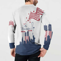 Patriot Day 911 Memorial Button Sweatshirt American Flag and New York City Skyline Design - Wonder Print Shop