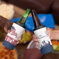 Patriot Day 911 Memorial 4 in 1 Can Cooler Tumbler American Flag and New York City Skyline Design - Wonder Print Shop