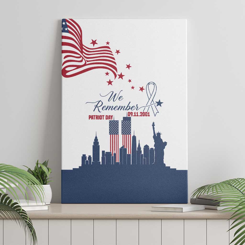 Patriot Day 911 Memorial Canvas Wall Art American Flag and New York City Skyline Design - Wonder Print Shop
