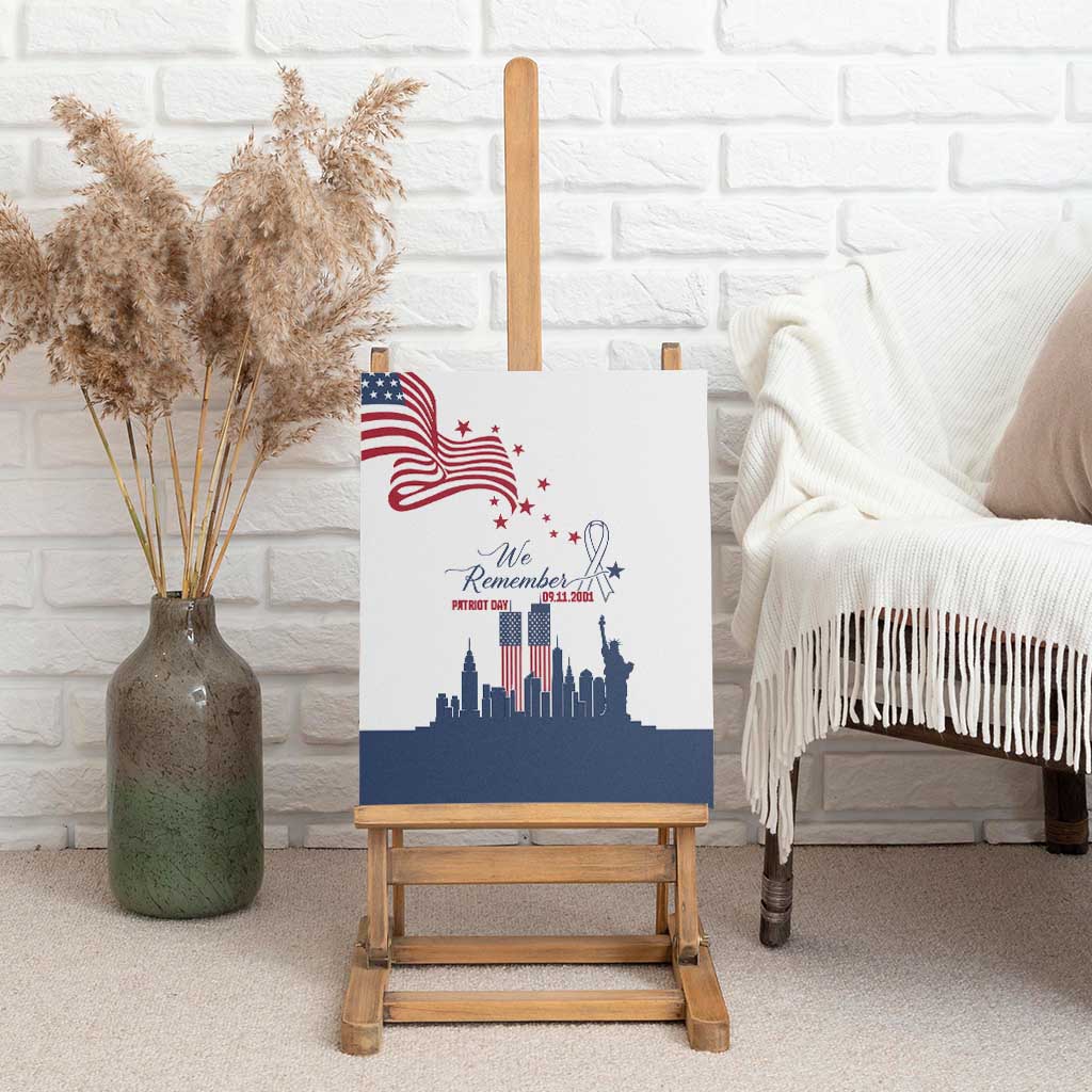 Patriot Day 911 Memorial Canvas Wall Art American Flag and New York City Skyline Design - Wonder Print Shop