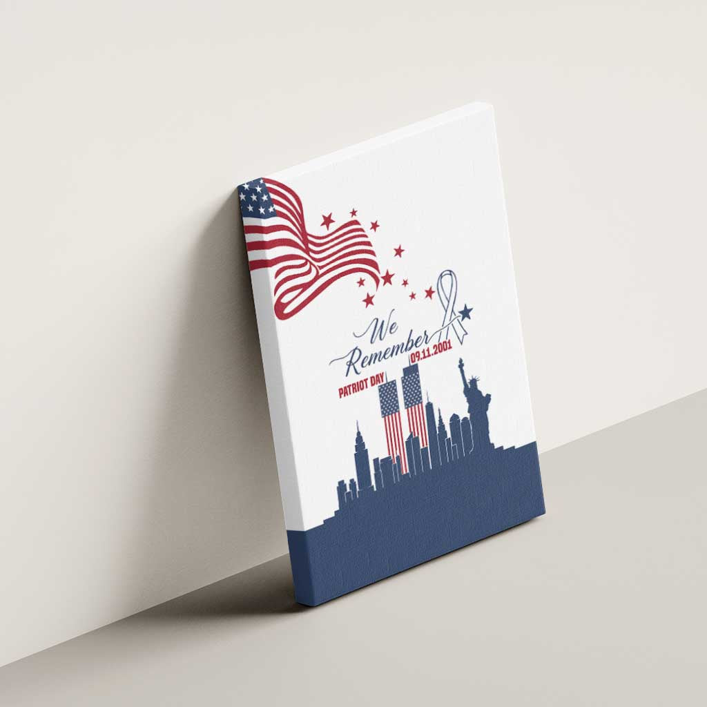 Patriot Day 911 Memorial Canvas Wall Art American Flag and New York City Skyline Design - Wonder Print Shop