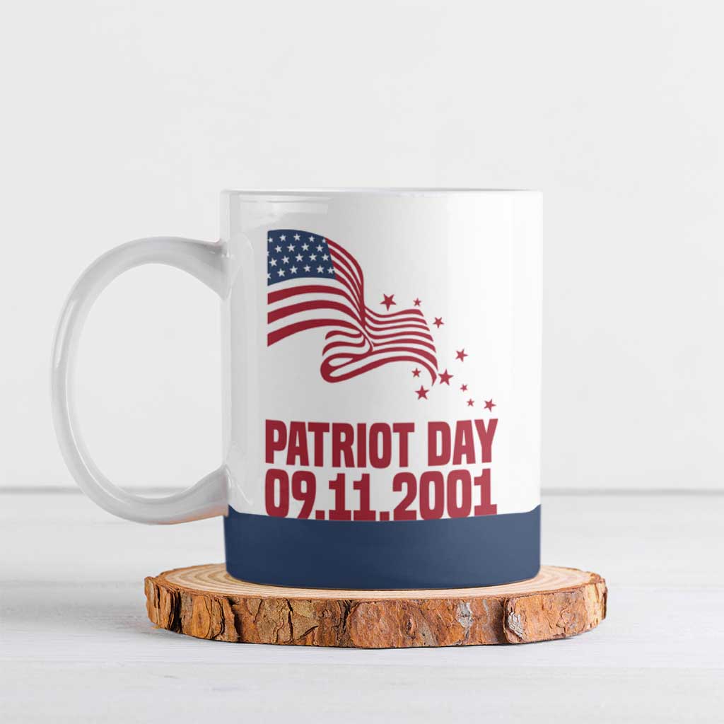 Patriot Day 911 Memorial Ceramic Mug American Flag and New York City Skyline Design - Wonder Print Shop