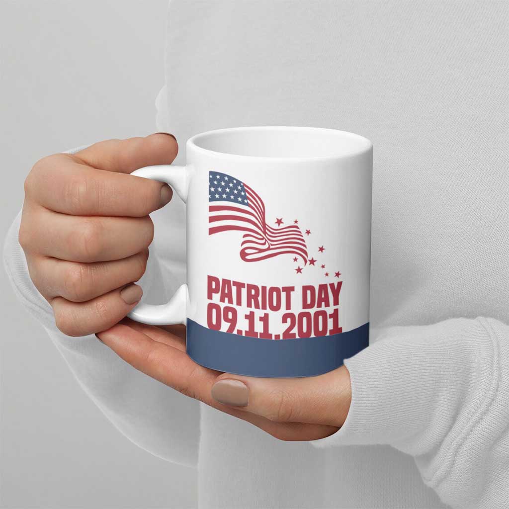 Patriot Day 911 Memorial Ceramic Mug American Flag and New York City Skyline Design - Wonder Print Shop