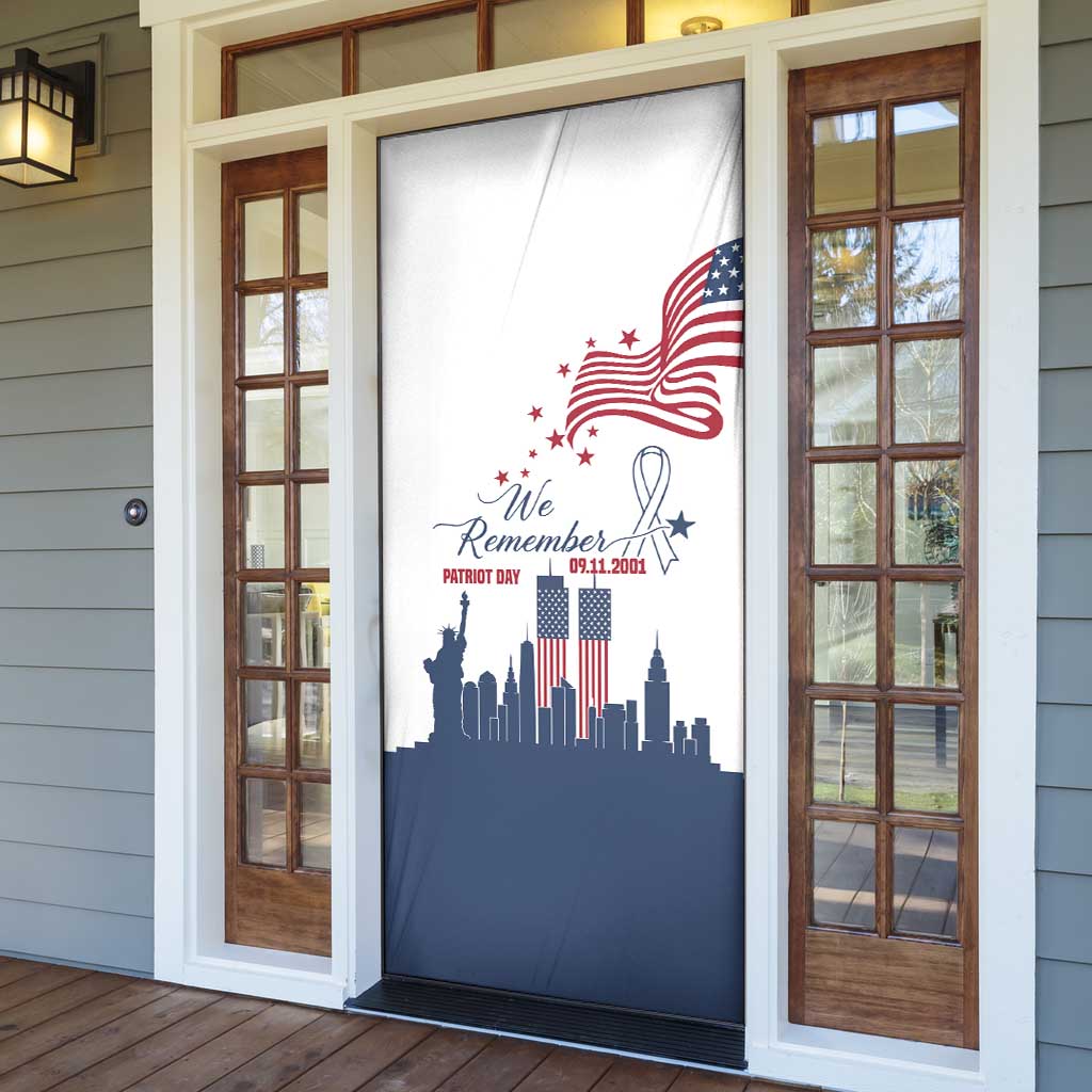 Patriot Day 911 Memorial Door Cover American Flag and New York City Skyline Design - Wonder Print Shop