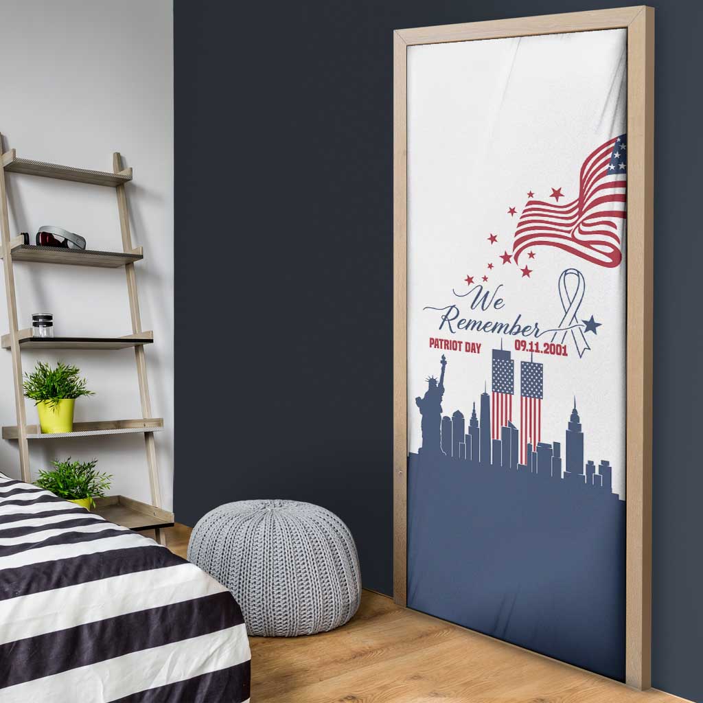 Patriot Day 911 Memorial Door Cover American Flag and New York City Skyline Design - Wonder Print Shop