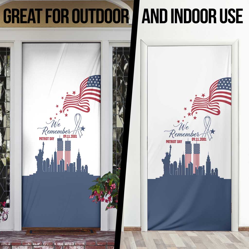 Patriot Day 911 Memorial Door Cover American Flag and New York City Skyline Design - Wonder Print Shop