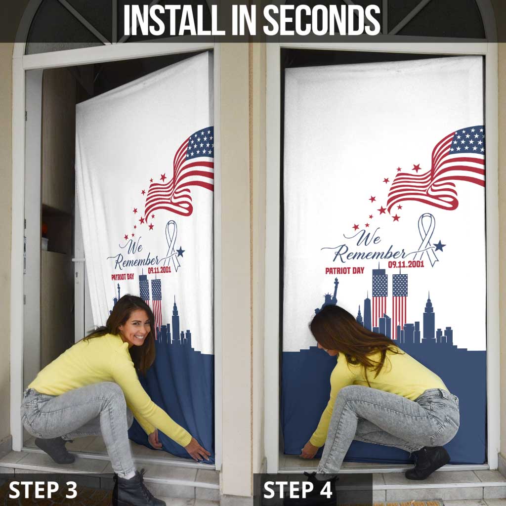 Patriot Day 911 Memorial Door Cover American Flag and New York City Skyline Design - Wonder Print Shop