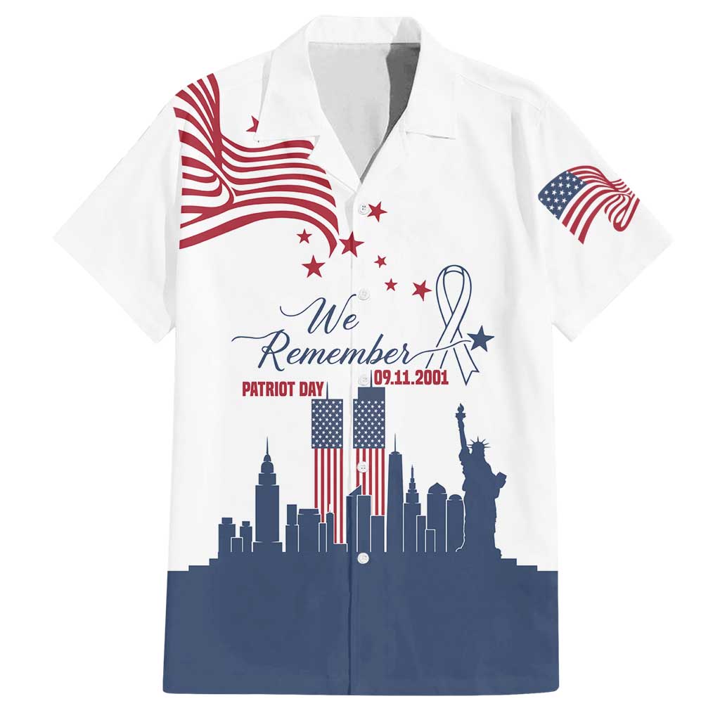 Patriot Day 911 Memorial Family Matching Long Sleeve Bodycon Dress and Hawaiian Shirt American Flag and New York City Skyline Design - Wonder Print Shop