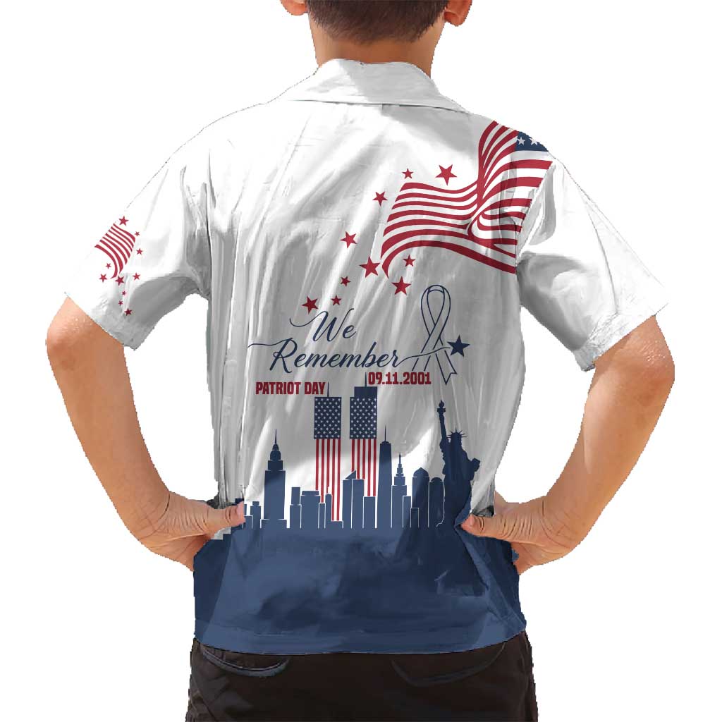 Patriot Day 911 Memorial Family Matching Off Shoulder Maxi Dress and Hawaiian Shirt American Flag and New York City Skyline Design - Wonder Print Shop